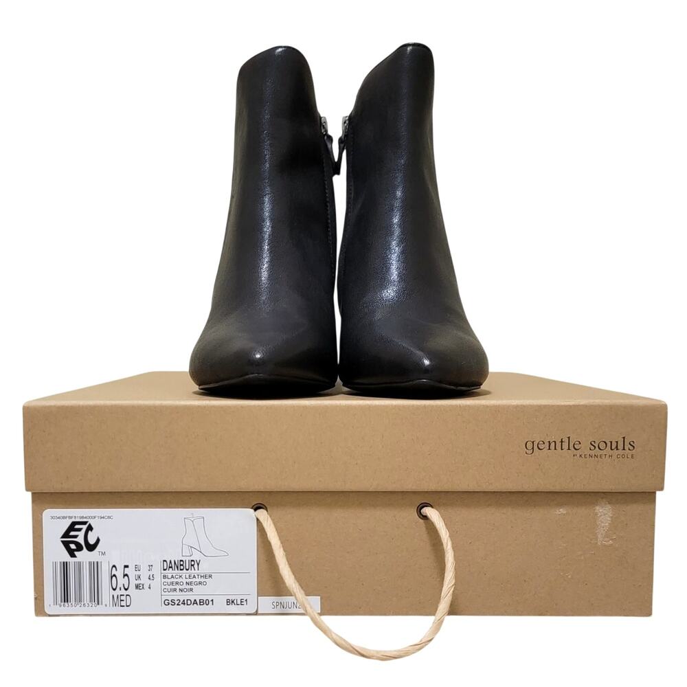 Gentle Souls Danbury Pointed Toe Block Heel Ankle Booties Size US 6.5M Black - Picture 5 of 5